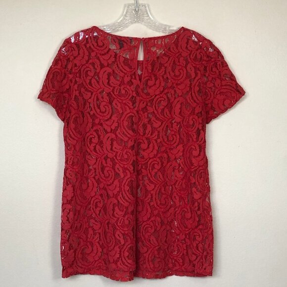 A PEA IN THE POD Maternity Red Lace Top L EUC - Picture 2 of 8